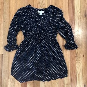 Maternity navy and white polka dot top